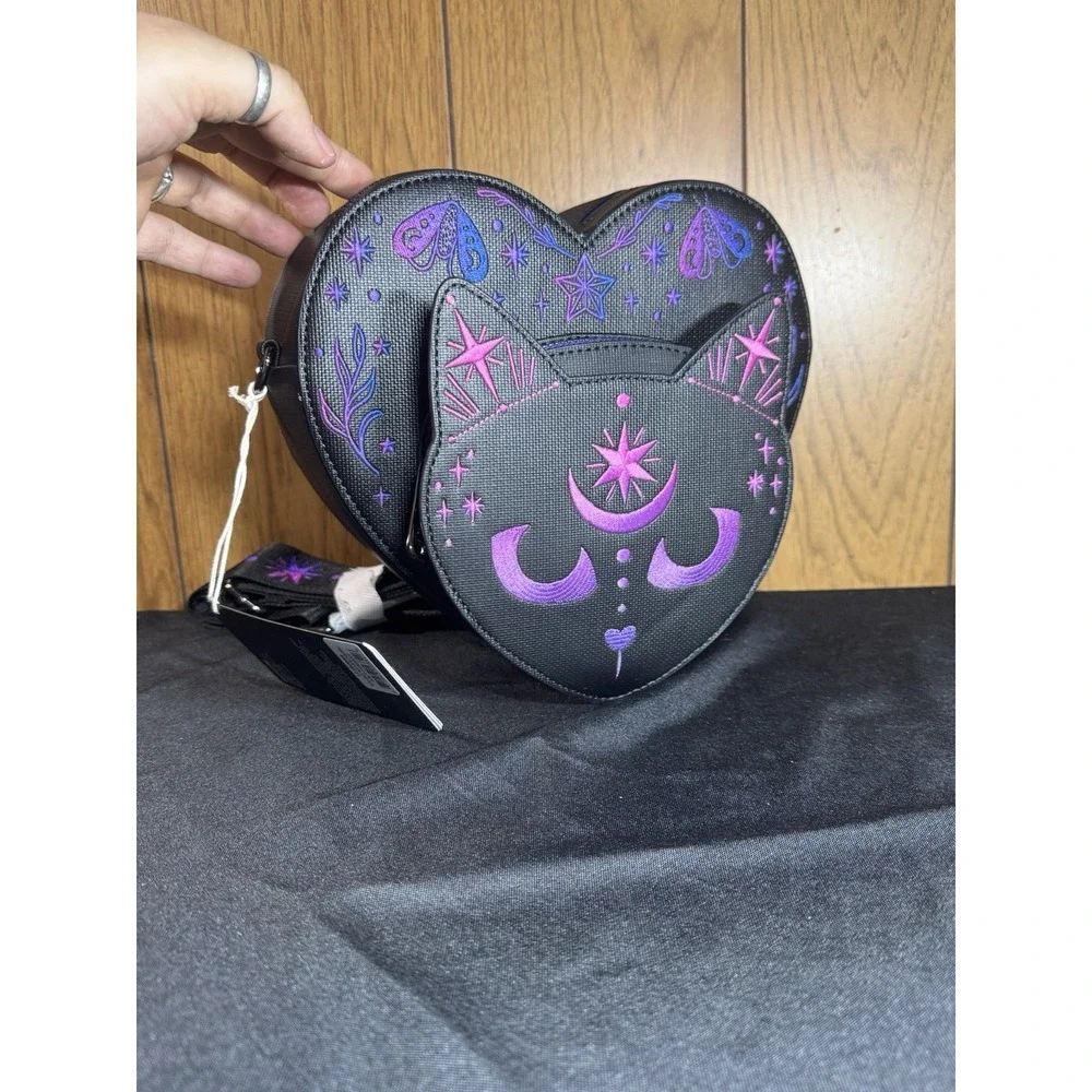 Loungefly Neon Cat Heart Figural Crossbody‎ Bag NWT